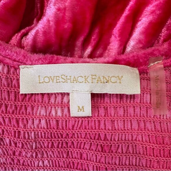 LoveShackFancy Velvet Roses Evan Dress Grenadine Size Medium Pink - Picture 8 of 9